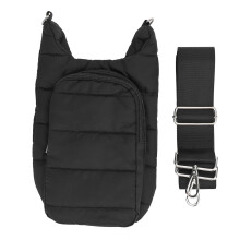 (Black) Portable Insulated Water Bottle Cover with Shoulder Strap Gold