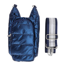 (Blue) Portable Insulated Water Bottle Cover with Shoulder Strap Gold
