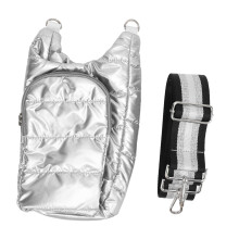 (Silver) Portable Insulated Water Bottle Cover with Shoulder Strap Gold