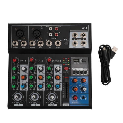 4 Channel Professional Mixer USB Stereo Console for Home Stage Use