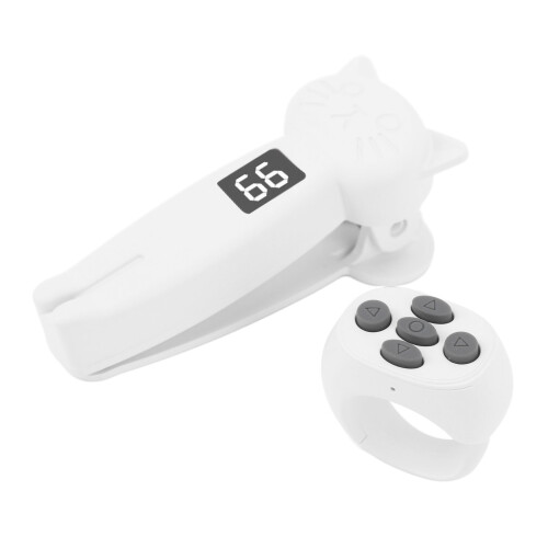 (White) Remote Control Page Turner Bluetooth Clicker Camera Shutter White 1