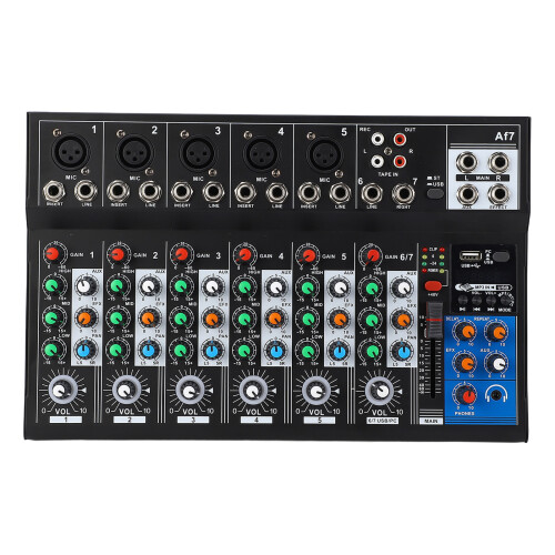 7 Channel Sound Mixer BT USB LED Light Mixing Console Home Stage 1