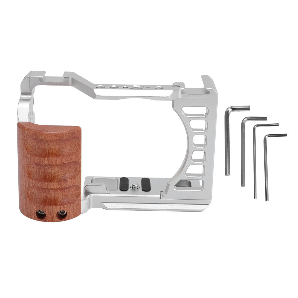 (Silver) Camera Cage With Side Handle 1/4In 3/8In Threaded Holes Silver 643505164695
