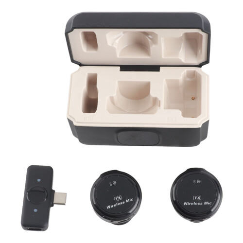 2PCS Wireless Lavalier Mic 2.4GHz Noise Canceling Type C 2