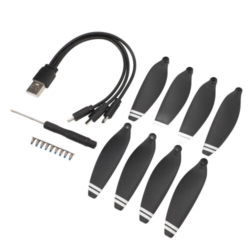 8PCS 2.8 Inch Drone Propellers with Screws and Charging Cable 1