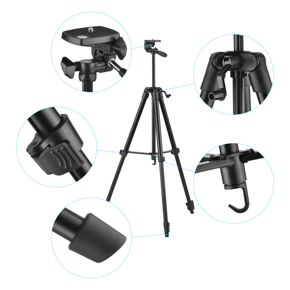 Portable Tripod Stand Aluminum Alloy 135Cm Height 3Kg Load Phone Clamp 643505011692