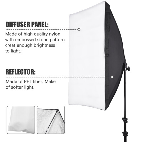 Studio Softbox Kit 50x70cm 1 Softbox 2M Tripod Stand Live Streaming 2