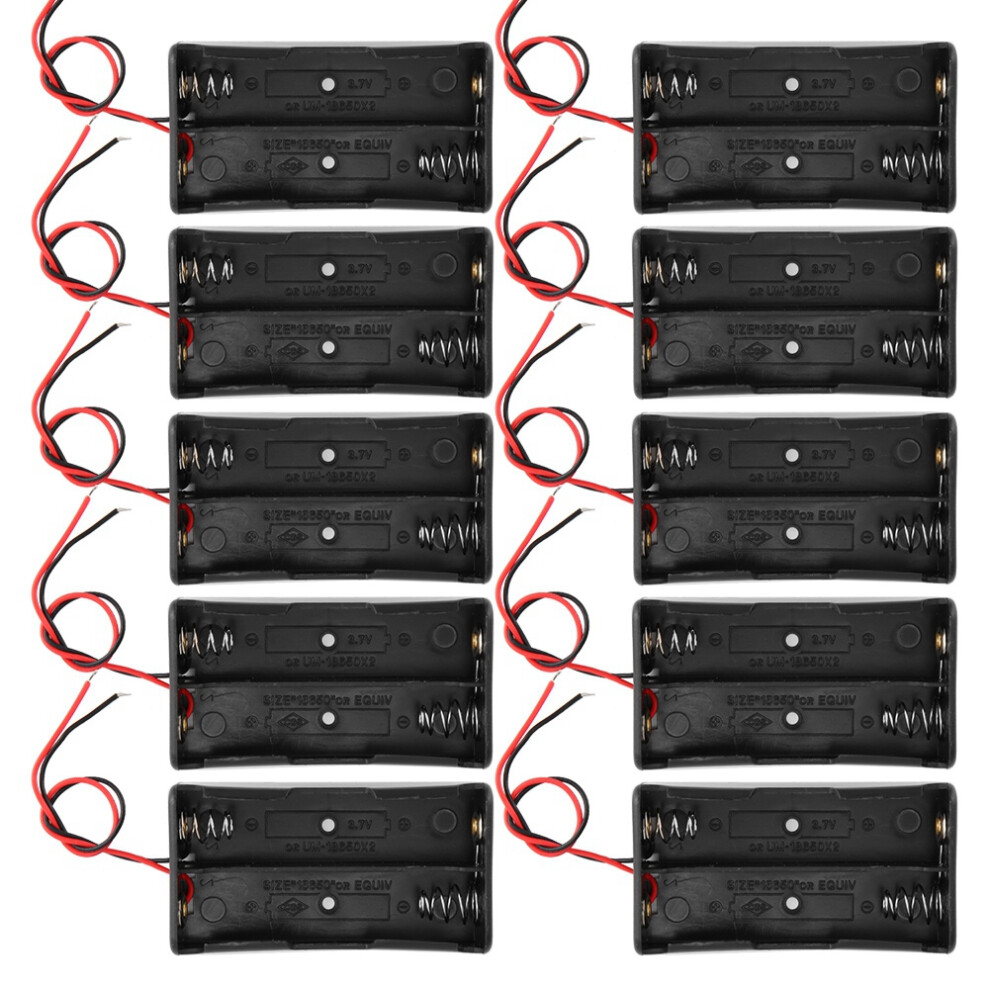 10Pcs Double 18650 Battery 3.7V Storage Holder Black 604725101815