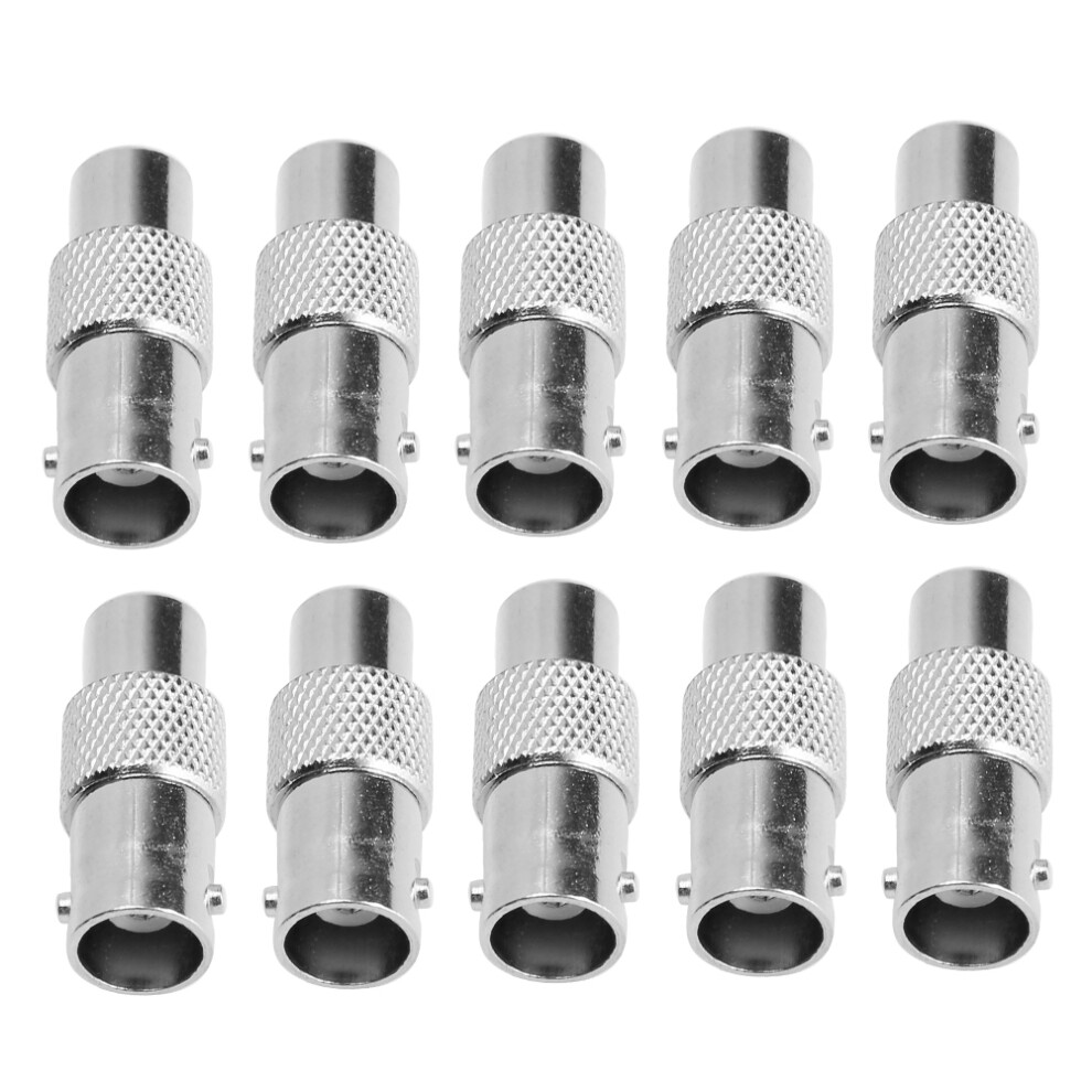 10Pcs Rca Female To Bnc Female Adapter For Audio Video Cctv 604725101853