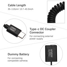 Andoer Type-C NP-FW50 Dummy Battery 20W PD Adapter A7S2 A7II A6000