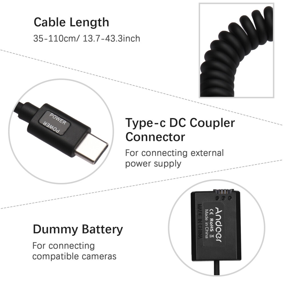 Andoer Type-C Np-Fw50 Dummy Battery 20W Pd For Sony A7s/A7ii/A6000 643505010343
