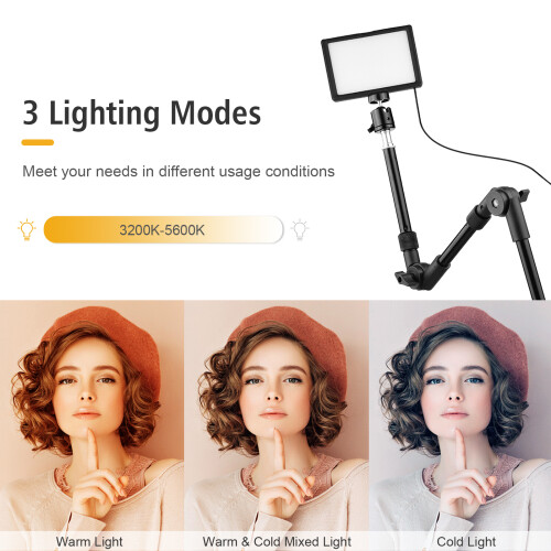 Andoer USB Video Light 3200K-5600K Dimmable 5 Filters 1