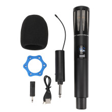 (Black) Metal UHF Mic 328ft Range Noise Cancel Rechargeable Silver