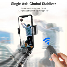 Extendable Wireless BT Selfie Stick with Gimbal Stabilizer Remote