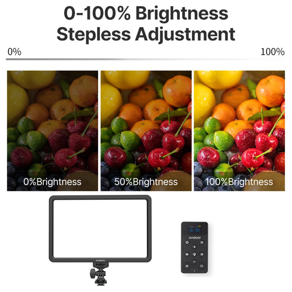 Andoer Vl192 Portable Led Video 2500K-9000K Bi-Color Dimmable Light 643505011562
