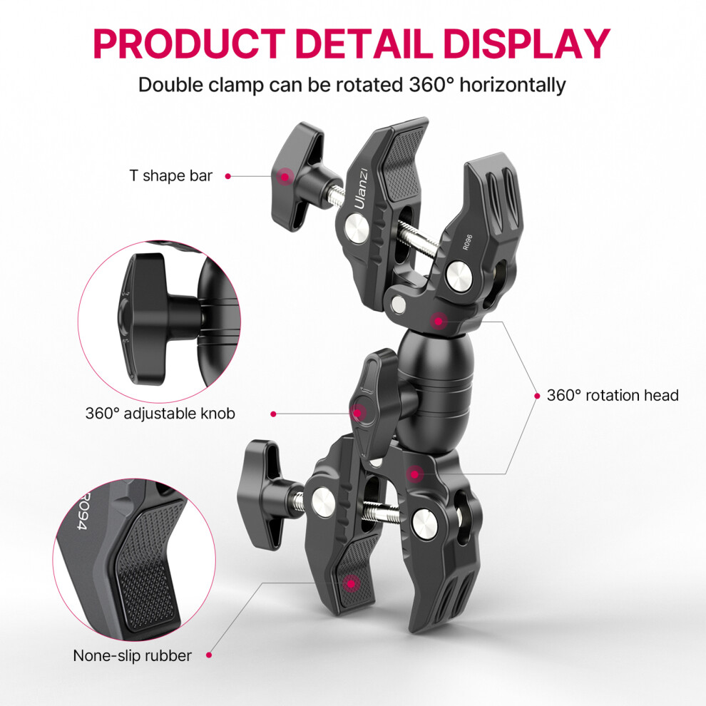 Ulanzi R096 Multi-Function Super Clamp 360 Rotation 1.5Kg Load 643505011579