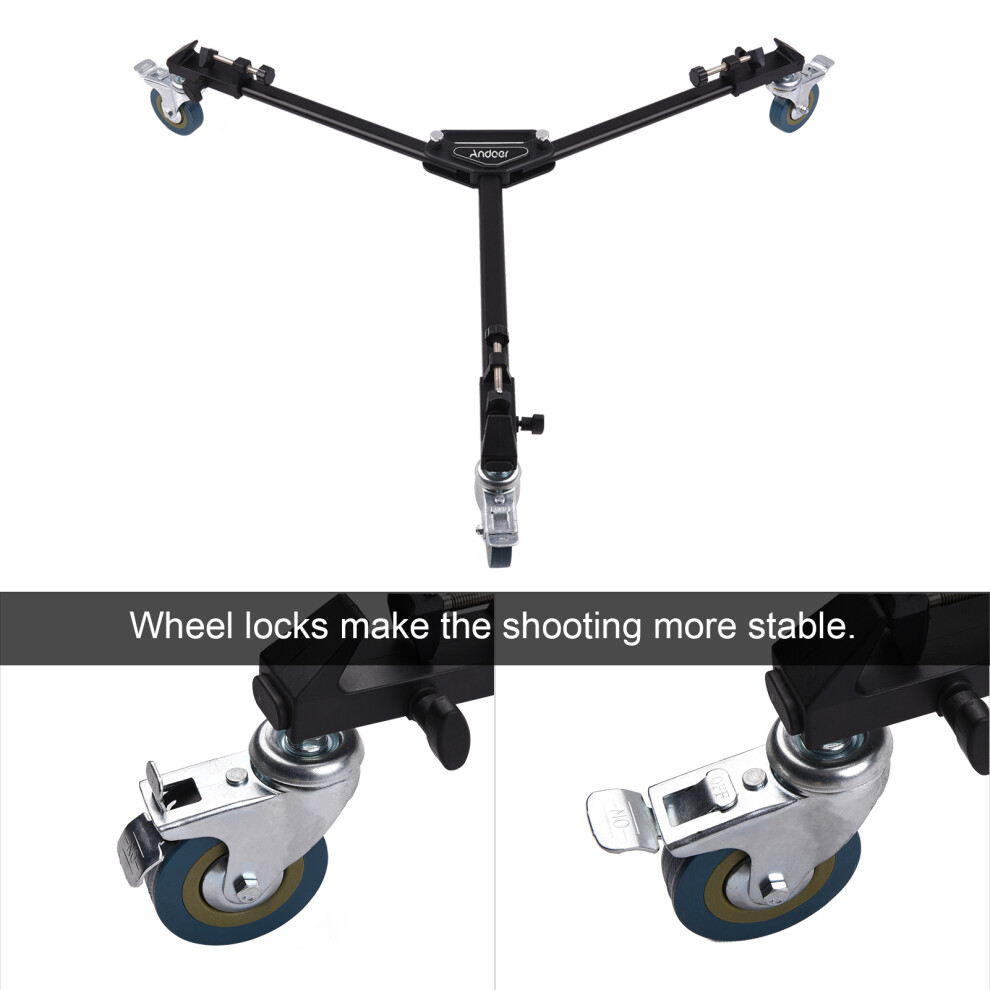 Andoer Professional Tripod Dolly Camera Stand 15Kg Load Wheels Light 643505023299