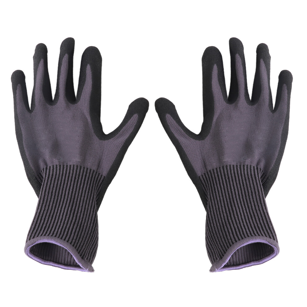 Nitrile Impregnated Work Gloves Safety Gardening Black Gray 604725144560