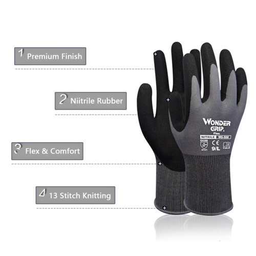 Nitril-Handschuhe Arbeitsschutz Garten Schwarz Grau L