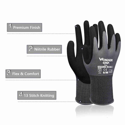 Nitril-Handschuhe Arbeitsschutz Garten Schwarz Grau M 1