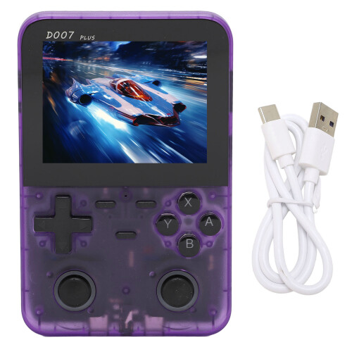 (Transparent Purple) D007 Handheld Game Console Color Screen Retro 4 Direction Key Blue