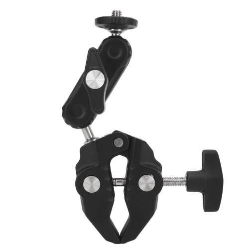 Camera Clamp Mount Double Ball Head Anti-Slip Multiple Holes 1