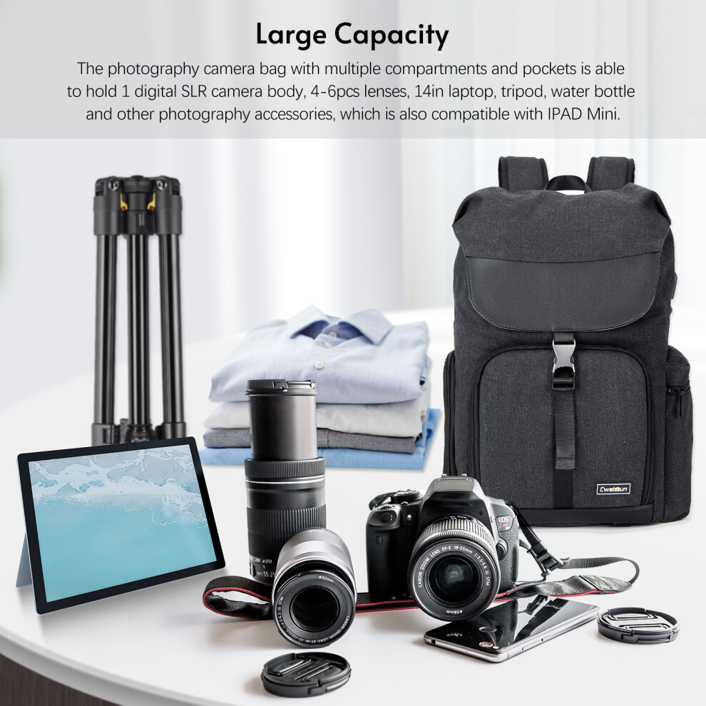 Cwatcun M8 Camera Bag Waterproof For Canon/Nikon/Sony 14In Laptop 643505003352