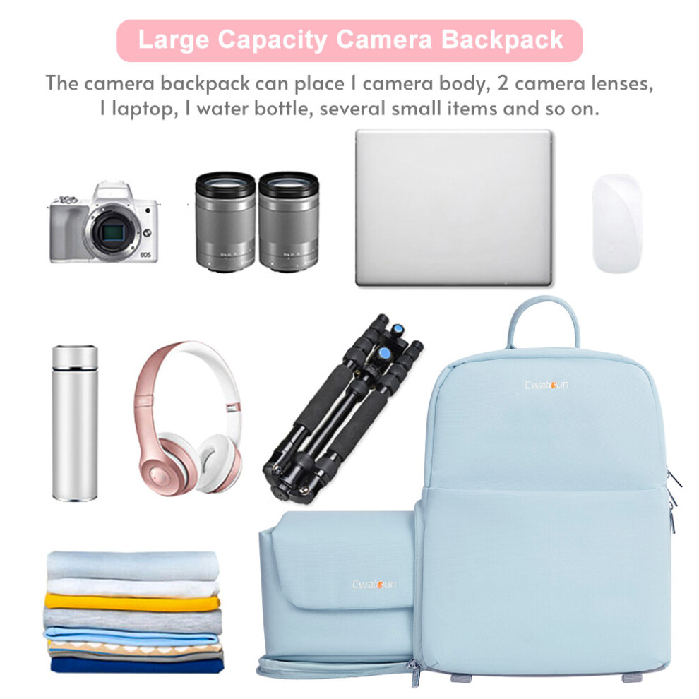 Cwatcun D75 Camera Backpack 14" Shockproof Waterproof Tripod 643505005363
