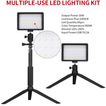 2-Pack USB LED Video Lights 5600K Dim 2 Tripod/Ballhead 8 Filters