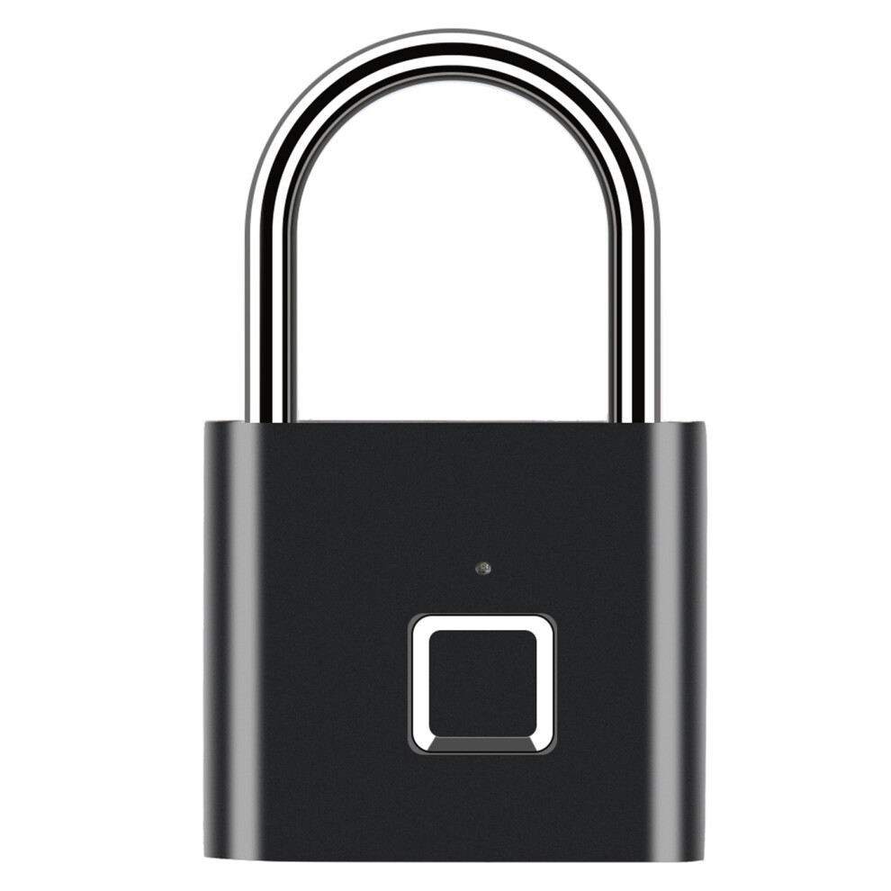 Smart Fingerprint Padlock Usb Rechargeable Black Ip54 604725161246