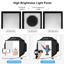PULUZ 40cm40cm Folding LED Light Tent 70W 5500K Dimmable 480pcs CRI95