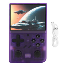 (Purple) Portable Retro Handheld Game Console 3.5 Inch IPS 64GB 3000mAh Black