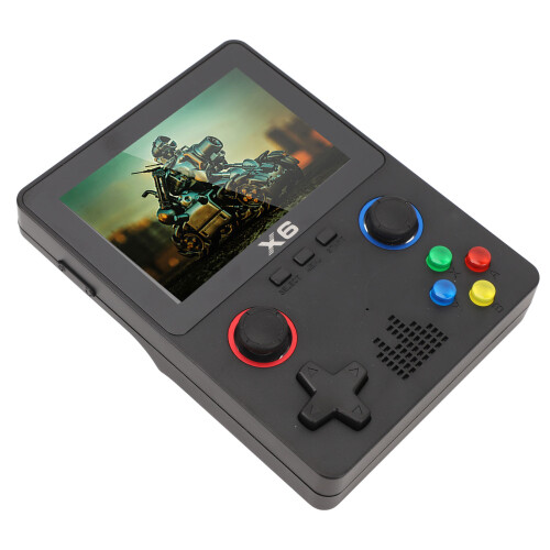 (Black) Handheld Game Console Dual Joystick 3.5 Inch HD IPS 2000MAH 2 Players 1