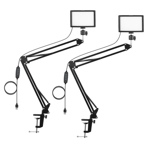 Desktop USB Video Light 3200K-5600K Dimmable 2LED Metal Stand 360 1
