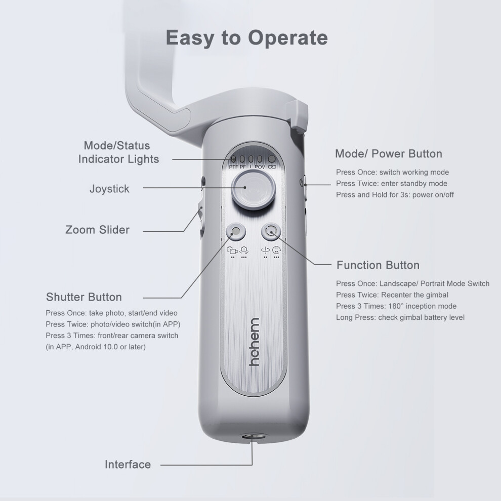 Hohem Isteady Xe 3-Axis Smartphone Gimbal Stabilizer 280G Load 643505118162
