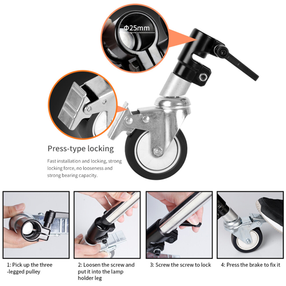 3Pcs Swivel Casters 25Mm Metal Wheels For C Stand Tripod Light 643505022100