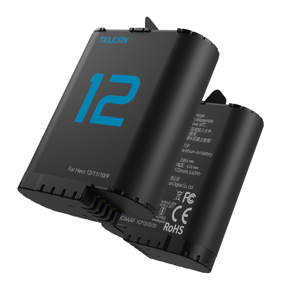 Telesin 1720Mah Battery For Gopro Hero 12/11/10/9 Fast Charging 643505074864