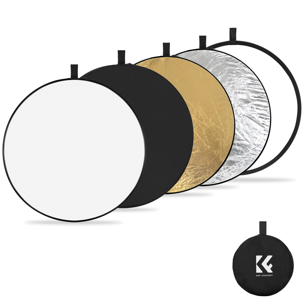 56Cm/22In 5-In-1 Collapsible Reflector White Black Light/Silver/Gold 643505078916