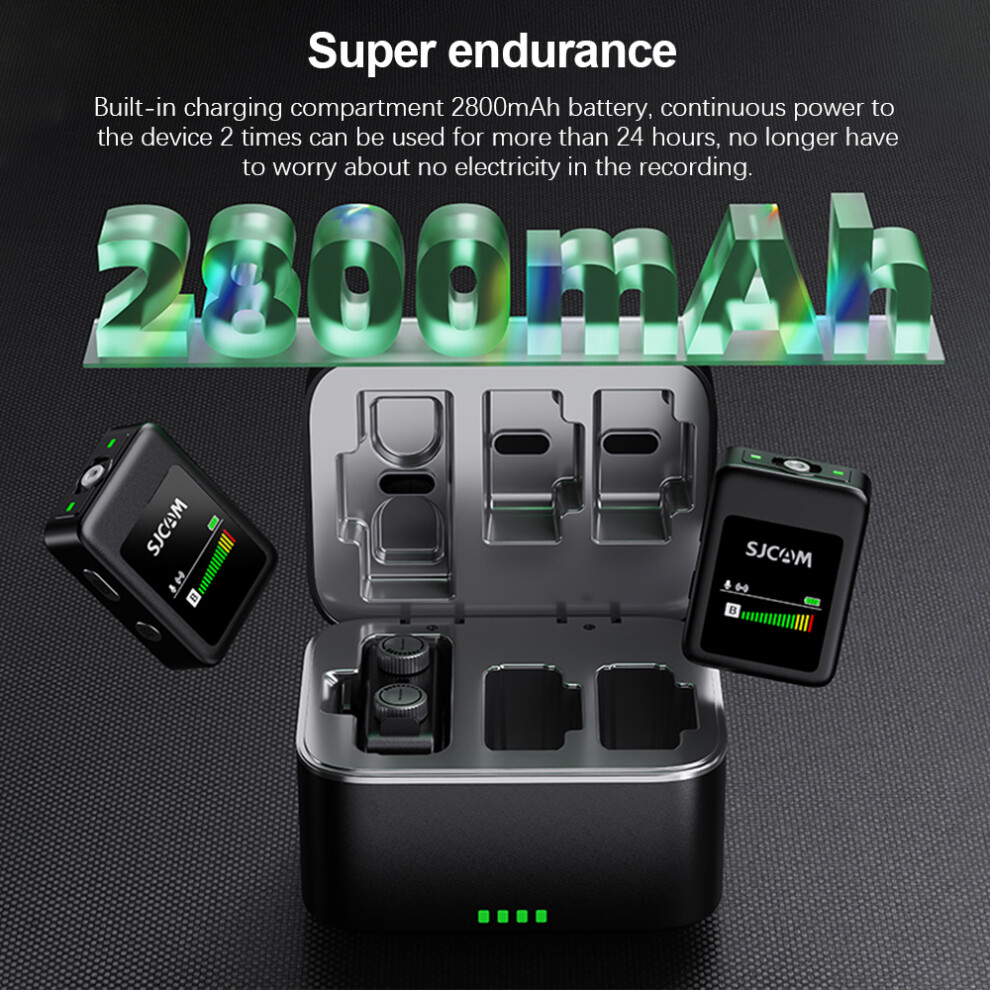 Sjcam M1 Wireless Mic 50M Range 2 Mics Battery Case 643505103786