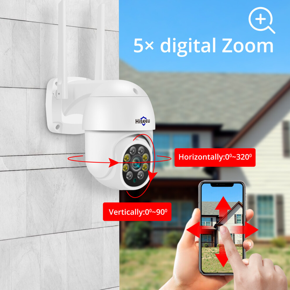 Hiseeu Whd305 5Mp Wireless Camera Ip66 Waterproof Night Vision 5X Zoom 643505088533
