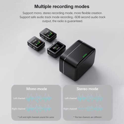 SJCAM M1 Wireless Mic 50M Range 2 Mics Battery Case 2