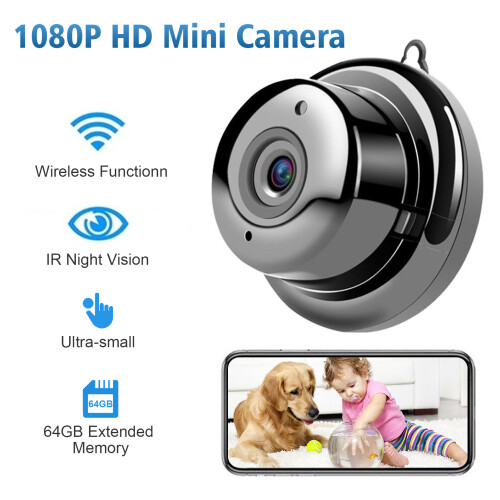 1080P WiFi Mini Camera 150 Wide Angle IR Night Vision 64GB Memory