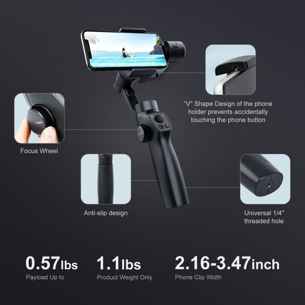 Funsnap Capture 2S 3-Axis Gimbal Stabilizer With Tripod Case 643505091465