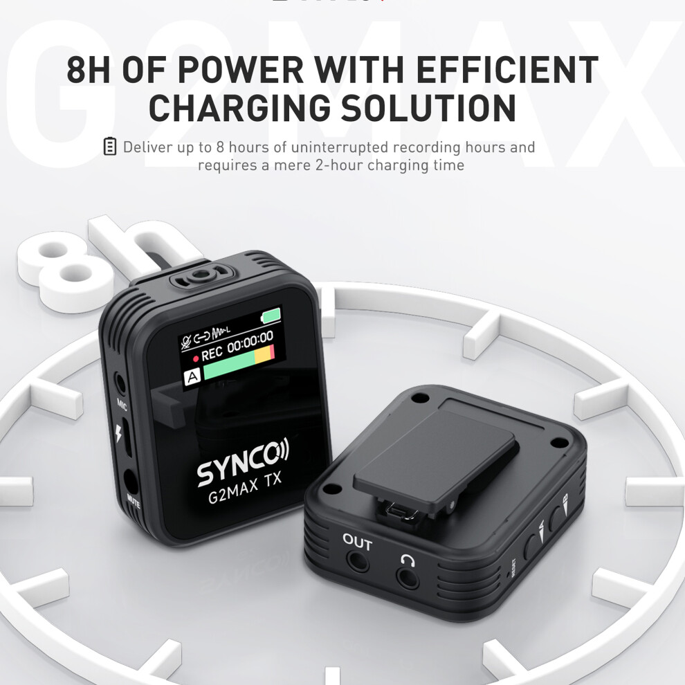 Synco G2max 1-Trigger 2.4G Wireless Mic 200M Range 8Gb Memory Tft 643505091830