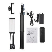 40W Dual-arm Tri-color Fill Light 196pcs 3200K-5600K Phone Clip Tripod