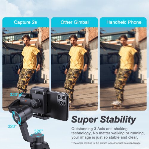 FUNSNAP 2s 3-Axis Gimbal Stabilizer for iPhone 15/14/13 Samsung 1