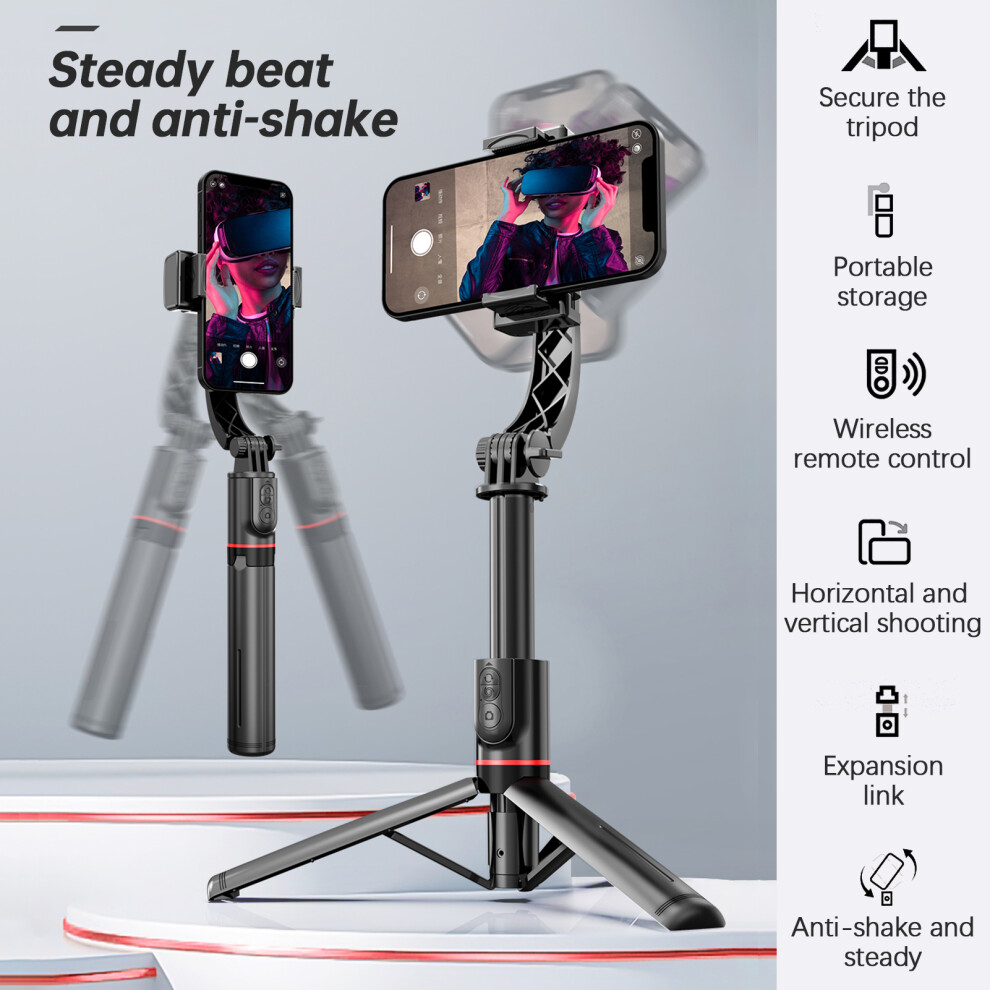 27.5-Inch Selfie Stick Gimbal Telescoping Anti-Shaking Wireless Remote 643505101751