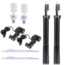 Photo Studio Lighting Kit 2M Stand 2x33in White Soft Umbrella 2x45W