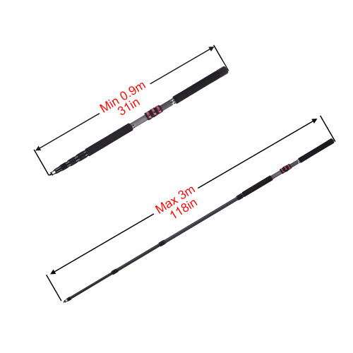3m Carbon Fiber Telescoping Mic Boom Pole, 3kg Load Capacity 2