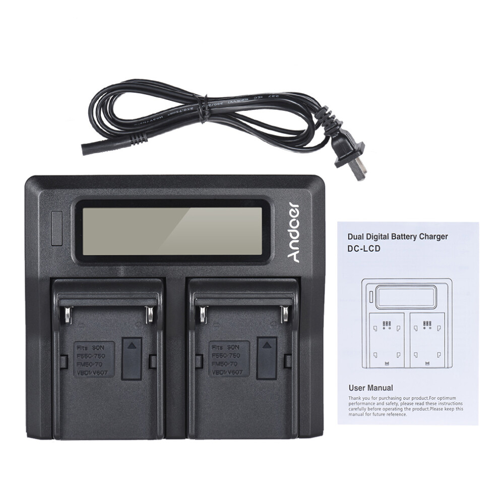 Andoer Np-F970 Dual Channel Charger Lcd For Sony Np-F550/F750/F950 643505159264